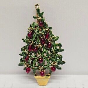 Original by Robert Vintage Christmas Tree Pin / Brooch Dangle Ornaments Defect